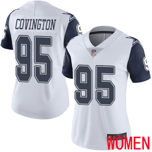 Women Dallas Cowboys Limited White Christian Covington #95 Rush Vapor Untouchable NFL Jersey->women nfl jersey->Women Jersey